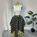 European and american cross-border women's fashion:  summer new arrival - high-waisted plaid tie-up asymmetrical a-line midi skirt