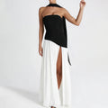 cross-border e-commerce women's fashion: european and american summer new arrivals - stylish solid color bandeau high-slit irregular dress