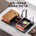 Kitchen sink large single slot honeycomb embossed 4mm thickened 304 countertop middle and lower stainless steel dishwashing sink vegetable basin