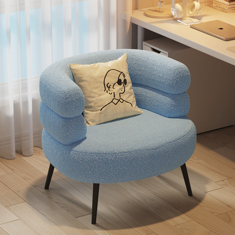 Nordic style lambswool single casual chair plaid makeup chair cute for home small sofa cross-border accessible luxury round stool