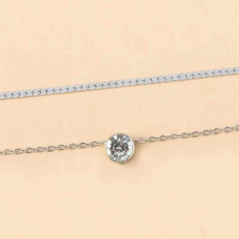 Sweater chain accessible luxury high-end wholesale european and american cross-border autumn and winter clavicle chain women's silver-plated double-layer accessories outfit necklace