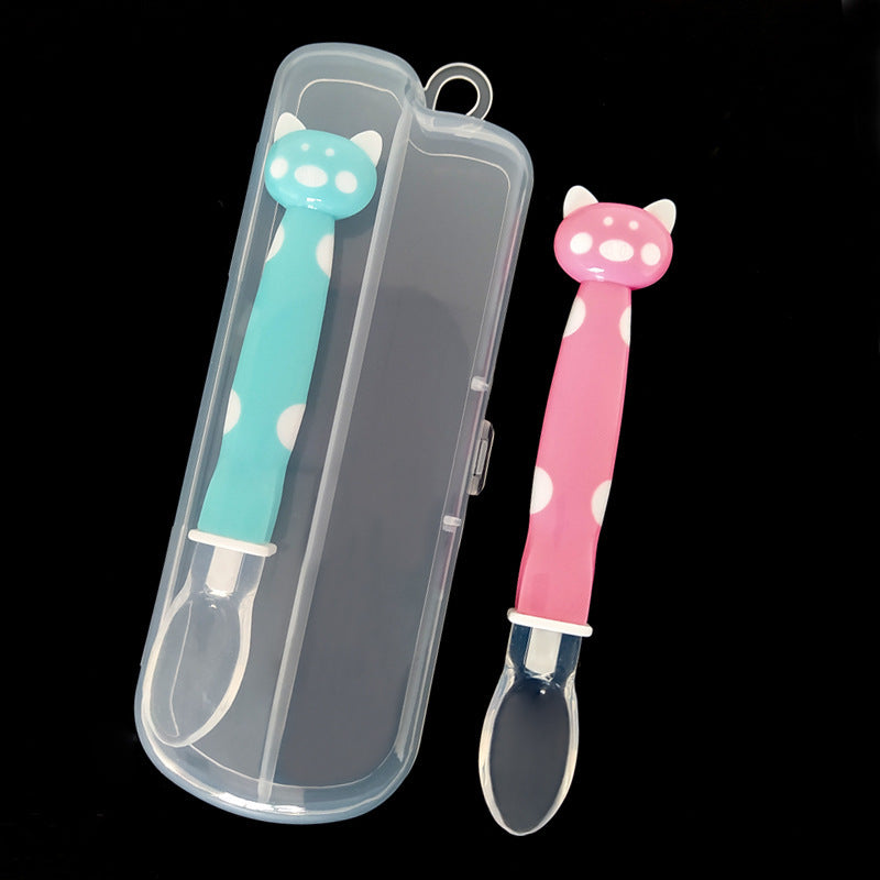 Baby spoon storage box two spoons dust box food grade PP storage box