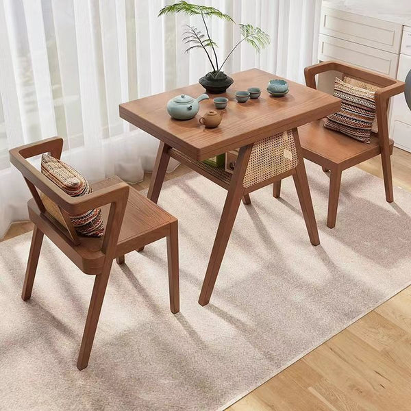 Solid wood balcony small table and chair three-piece combination creative leisure chair household tea drinking small apartment one table and two chairs