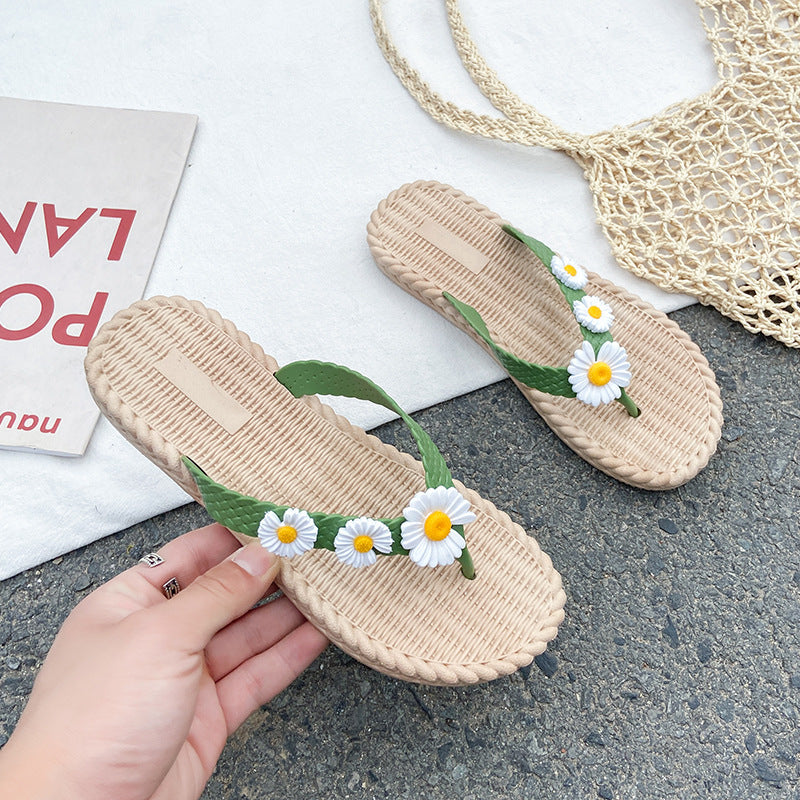 New arrival three flowers summer flip-flops women's outwear k-style non-slip women's flats sandals beach delivery