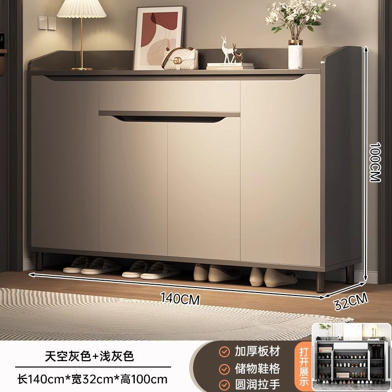 Shoe cabinet household door storage cabinet integrated against the wall simple door porch cabinet locker solid wood legs home shoe rack