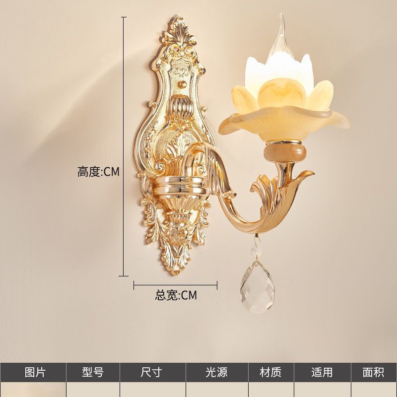 European crystal wall lamp - bedroom bedside, living room, hallway, aisle - single/double head candle decorative wall led sconce
