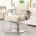 Reinforced armrests, white leather, electroplated silver disc