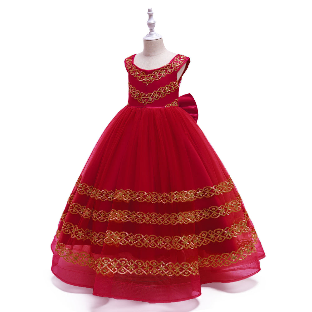 Amazon long embroidered children's dress princess gown girls' runway flower girl evening dress children's gown