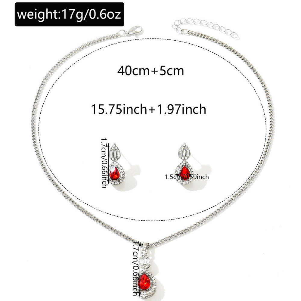 hot-selling stylishfashion water drop pendant necklace for women sweetelegantclassy sense diamond-encrusted bridal jewelry set