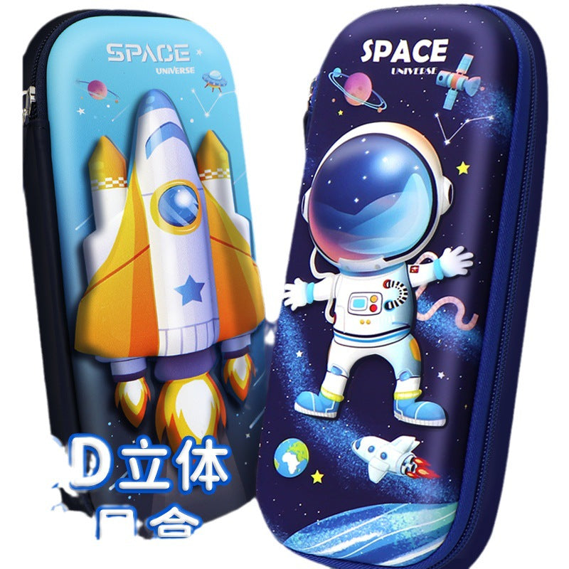 Large capacity 3D three-dimensional stationery box boy space astronaut pencil case high value primary school students multi-functional pencil case