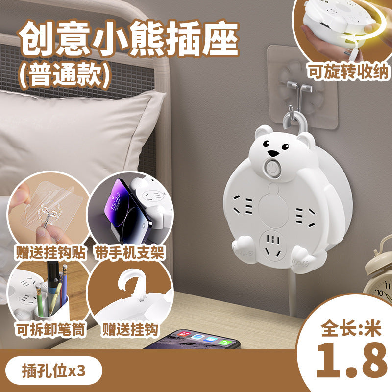 Retractable cord socket panel multifunctional with usb multi-outlet power strip cartoon home with long cord power strip