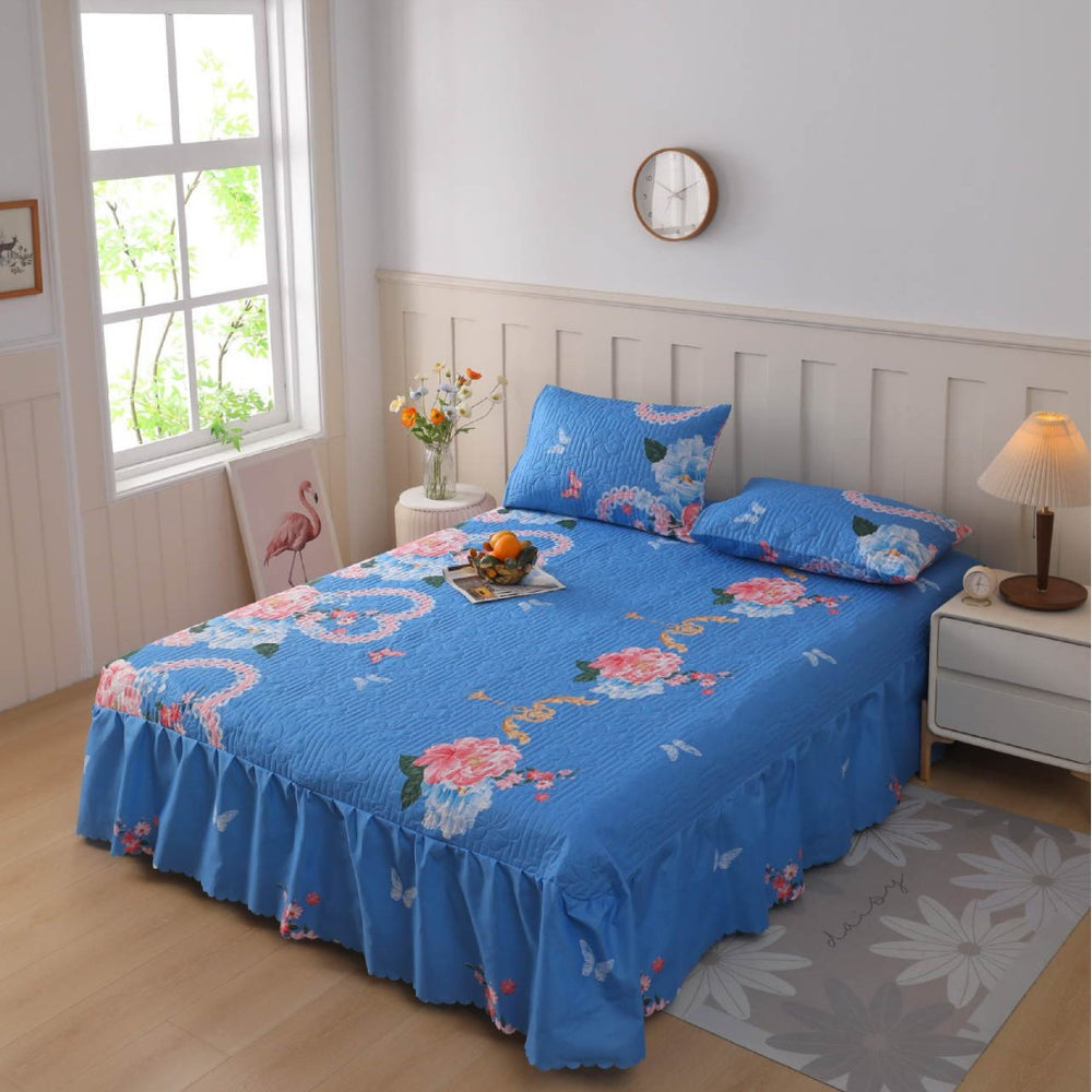 2026 amazon quilted bed skirt bedspread heightened double anti-static breathable mattress simmons bedspread three-piece set
