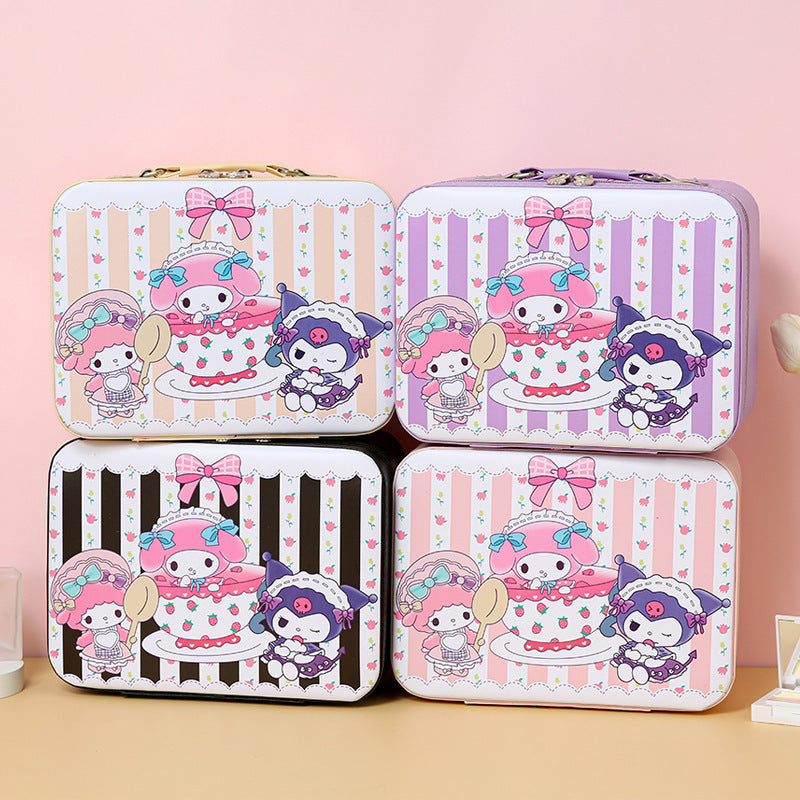 Cute cartoon Kulomie cosmetic case desktop plus size PU leather cosmetic mirror storage box portable storage case