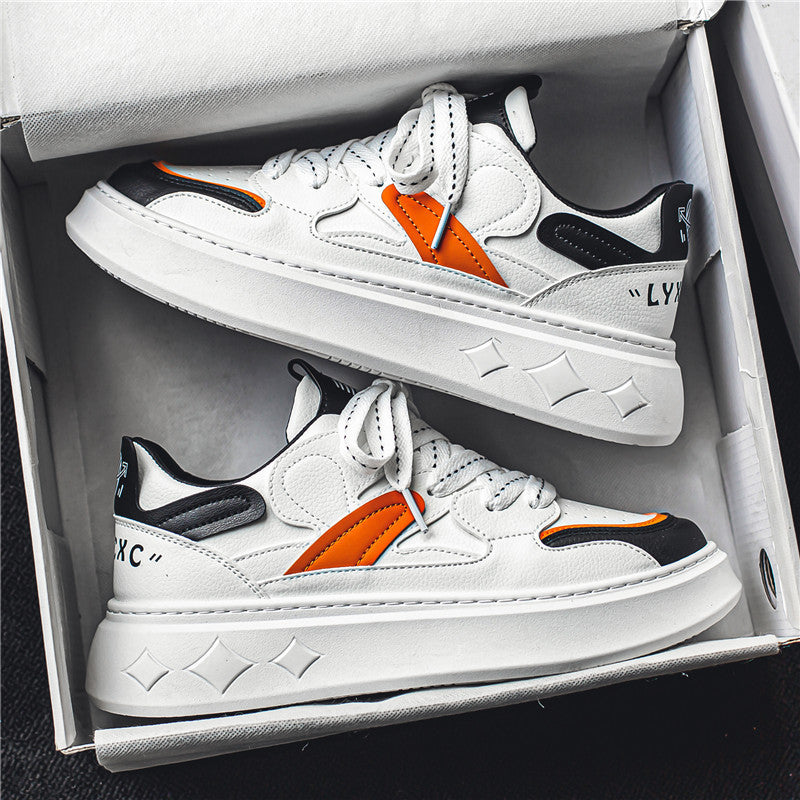 Men's spring trendy versatile low-top casual sneakers, student sports thick-soled height-increasing white trendy shoes, popular online bestseller