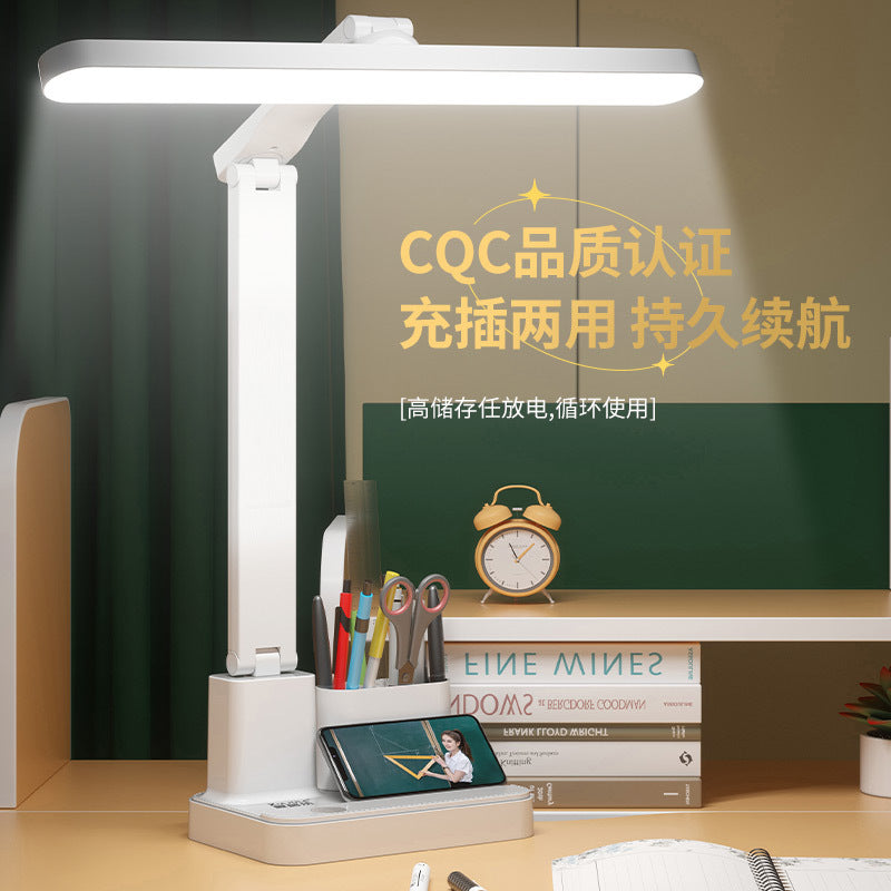Led foldable desk lamp - eye protection reading light for students, study, bedroom bedside, dormitory, rechargeable small desk lamp