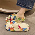 Women's slippers - 2025 summer new arrivals: trendy graffiti design, thick sole, outdoor/indoor wear, crossover sandals