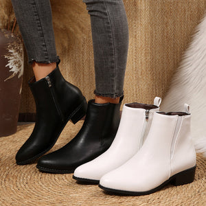 Exportplus size short boots for women fall and winternew arrival pointed toe side zipper cross-border fashionfashionboots women's leather boots