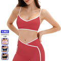 nude sports intimates double shoulder straps contrast color yoga bra running fitness plaid sports bra women 9528