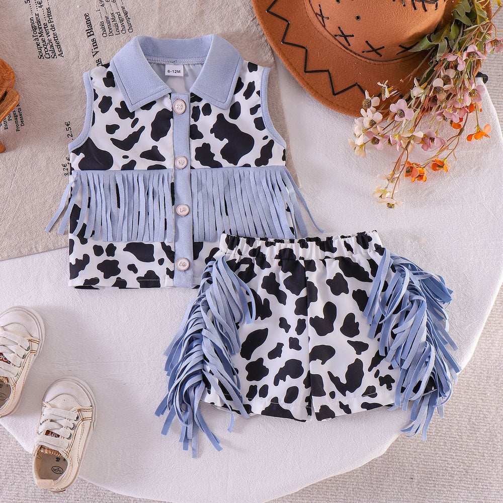 Kids clothing  cross-border new arrivalfashion spring & fallgirl sleeveless shirt + shortstwo-piece set