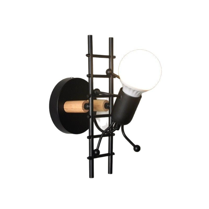 Cross-border  American industrial wind climbing stairs wall lamp creative bedroom bedside wall wrought iron villain wall lamp