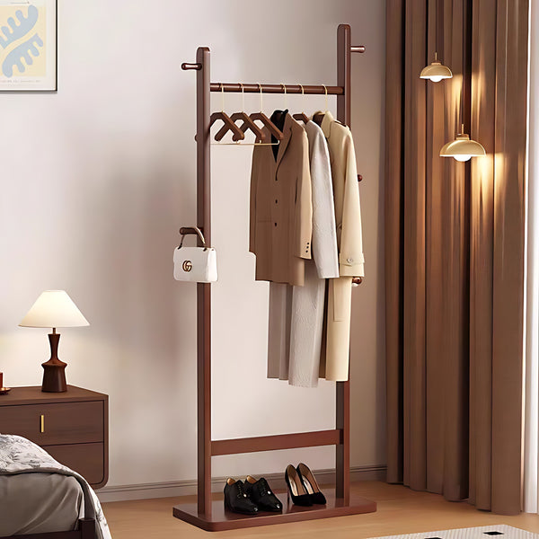 Solid wood hanger floor-to-ceiling bedroom coat rack household room indoor thickened bold office clothes hanger