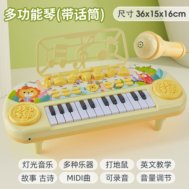 Children's electronic keyboard piano - early education & brain development - multifunctional whack-a-mole - ages 1-6 - musical toddler microphone toy