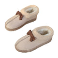 Winter fleece-lined snow boots with bow detail - anti-slip, warm, plus size, export quality, northeast china cotton shoes