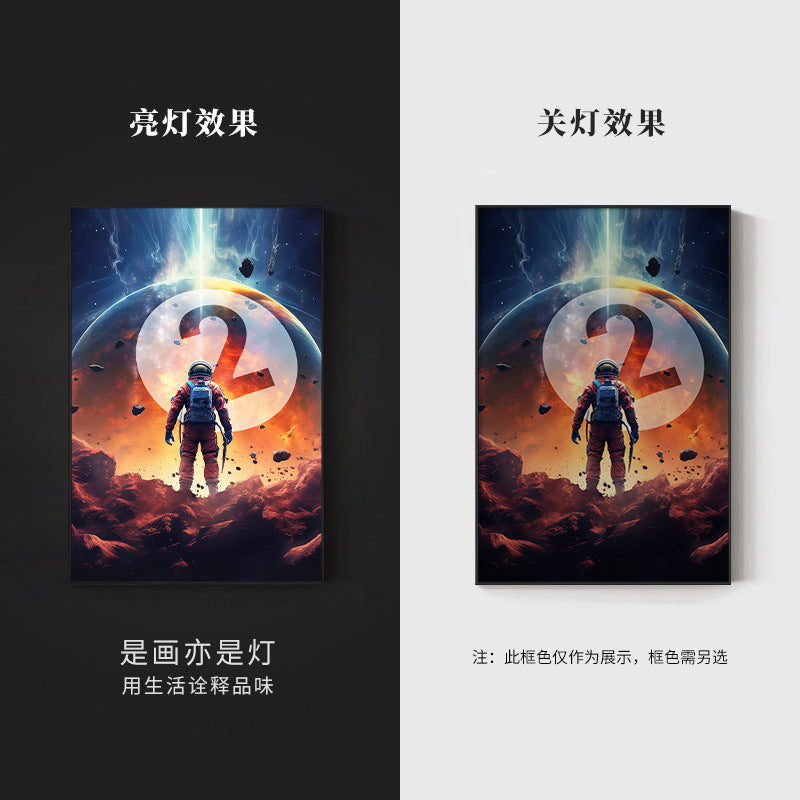 Trend billiard room luminous decorative painting imitation abyss mirror cyberpunk astronaut hanging painting billiard hall luminous lamp painting