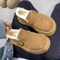 Thick sole buckle fleece-linedheattech birkenstock shoes low ankle snow boots 2025winternew arrivalwaterproof short boots non-slip cotton shoes