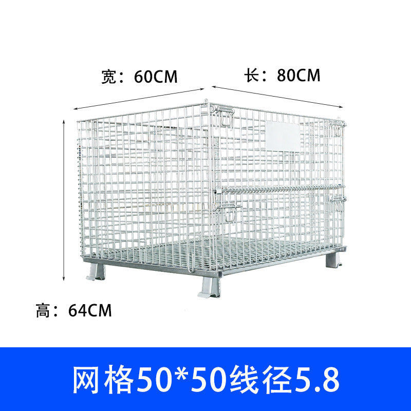 Storage cage Iron frame Movable stacking Nylon wheel Folding storage cage Warehouse sorting car Express cage car Butterfly cage