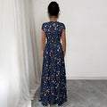 european and american cross-border new summer v-neck french floral print bodycon dress
