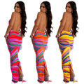 C6882 cross-border   fashion women's printed sleeveless deep v backless maxi dress