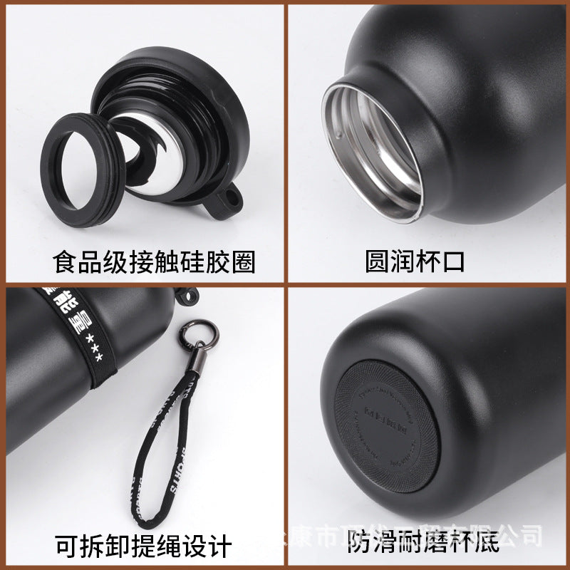 316 double-layer vacuum sports thermal water cup outdoor cycling hiking water bottle with rope popular cup engraved logo