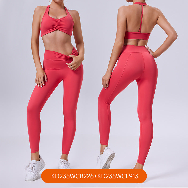 Autumn new eco-friendly biodegradable activewear yoga set - slimming, beautiful back, women's fitness top and bottom set