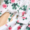 Girls' two-piece set for mid-to-large children: floral long-sleeve dress with collar