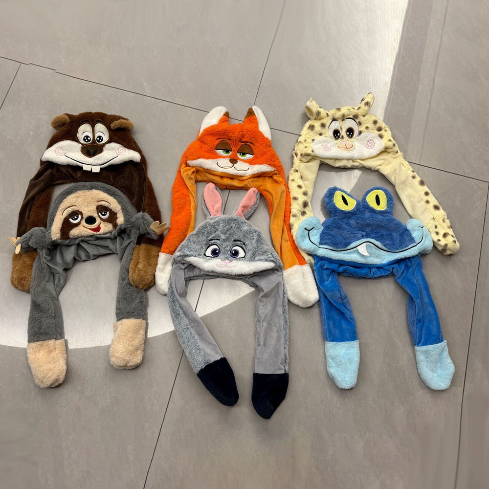 popular airbag that can move when pinching the ears, cartoon rabbit hat, various wholesale luminous children's toys, family hats