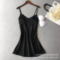 New european and american style faux silk black loungewear two-piece set - fashionable and comfortable lace trim pajama set