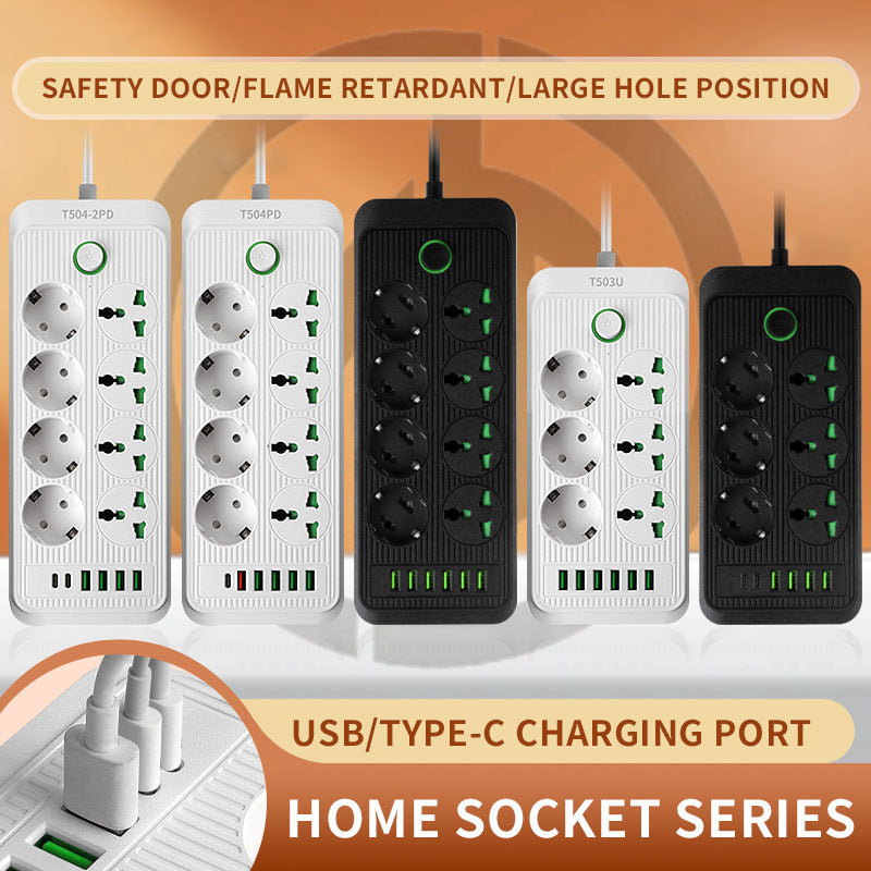 European power strip, european standard wiring, russian, german, korean round european standard switch, for home socket, multiple usb