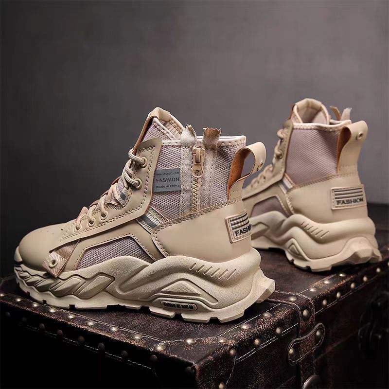 Boots men's shoes spring high-top british style retroworkwear boots thick solewaterproof outdoor hiking desert combat boots