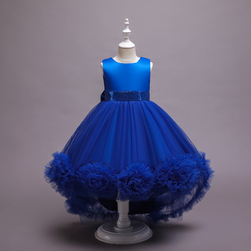 kids dress wave ball flower trailing skirt girl children's day kids program performance princess skirt baby dress
