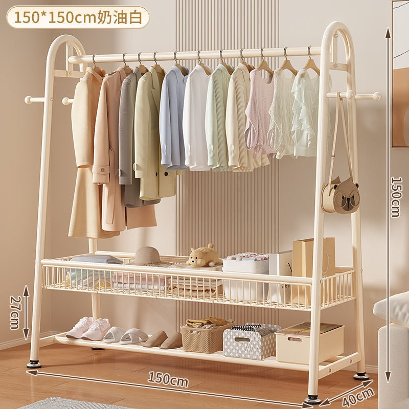 New arrival big mac extra thick floor-standing bedroom clothes hanger for home indoor clothes drying storage coat rack combination