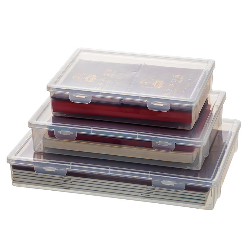 Desktop file storage box, transparent cover, can be stacked with honorary certificates, certificate storage box, desk good goods storage