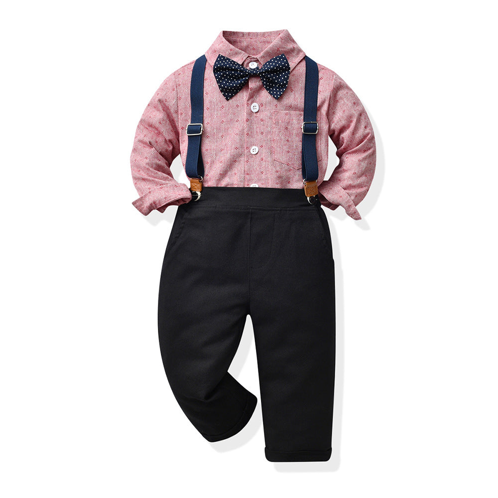 New arrival cross-border kids wear boys middle and big kids suitlong sleeves shirt overalls gentleman's first birthday dress