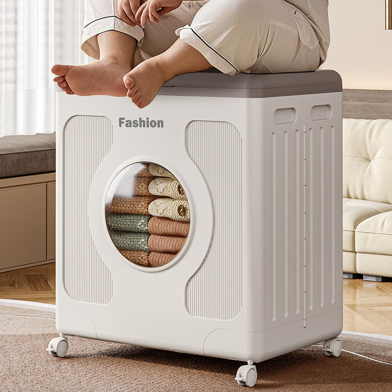New Folding Storage Box with Pulley Flip Large Capacity Washing Machine Type Children's Toy Storage Flip Cabinet