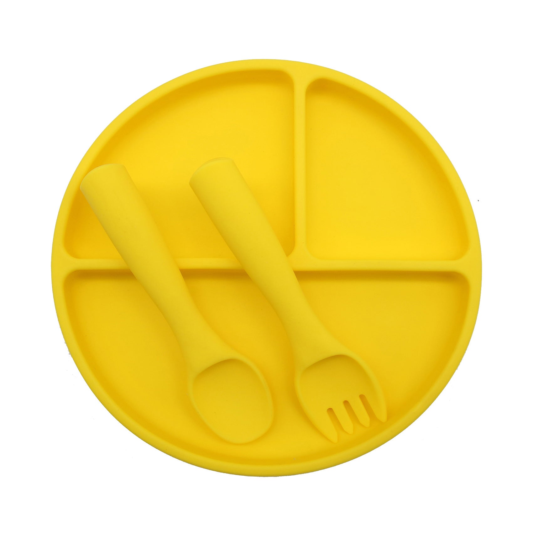 Cross-border wholesale round silicone dinner plate, baby and children's suction cup integrated tableware, learning to eat training grid plate, complementary food bowl