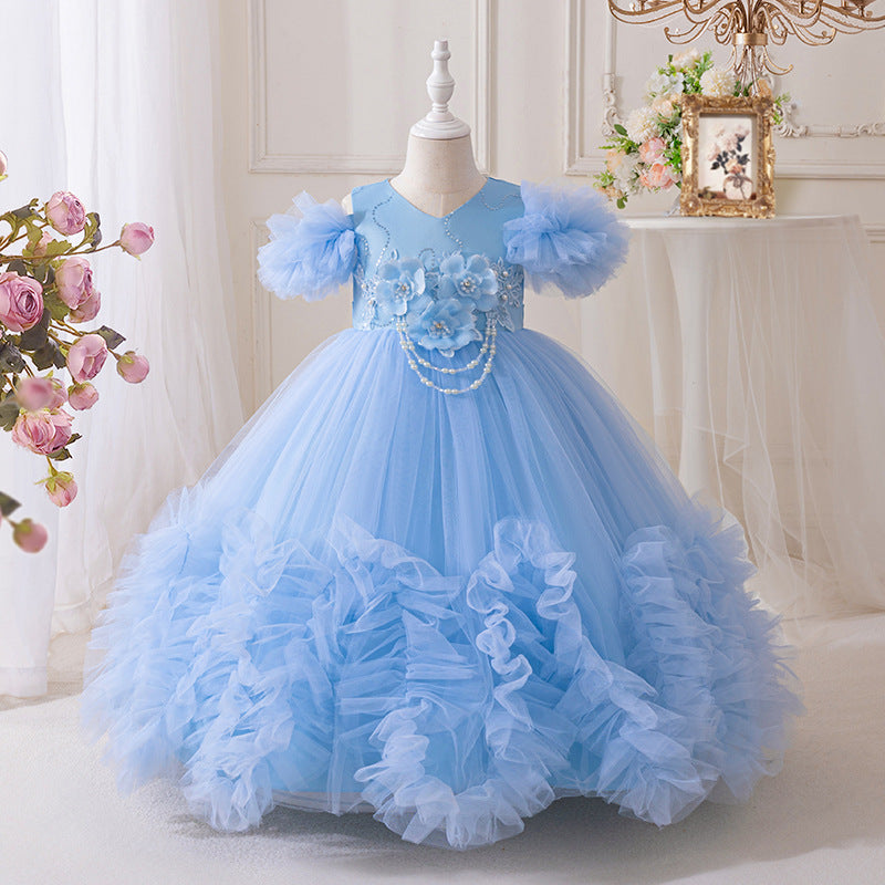 Girls' dresses flower girl wedding dresses tutu skirts girls' flower girl wedding dresses evening gowns runway fashion trendy cross-border ready stock