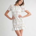 Luxury chic: women's summer midi dress - exquisite cutout embroidery, unique and elegant