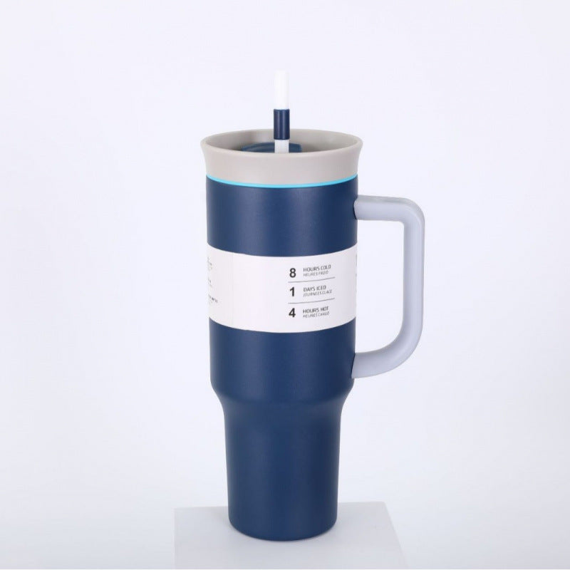 New arrival high-looking ice cup 304 stainless steel ice cup personalized coffee double drinking straw thermos cup wholesale