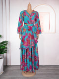 new arrival: fresh & sweet plus size dress - african women's ruffle print maxi dress
