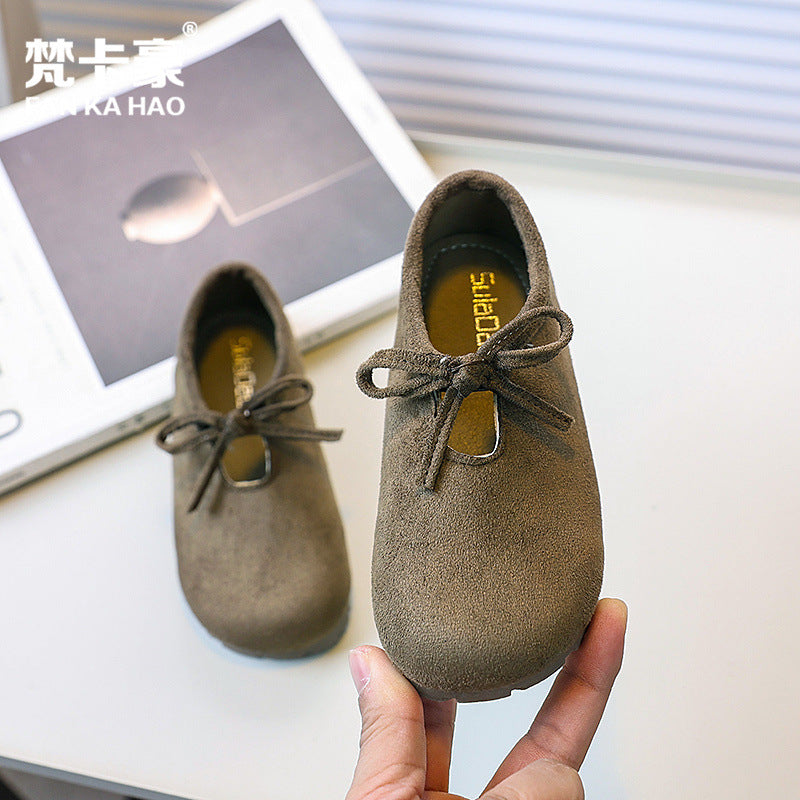 Vancahao girls' bowknot slip-on princess shoes -  spring/autumn new collection - soft sole birkenstock-style shoes for kids